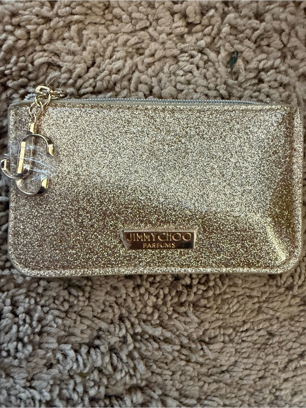 Jimmy Choo Gold Glitter Card & Key Holder with parfum included